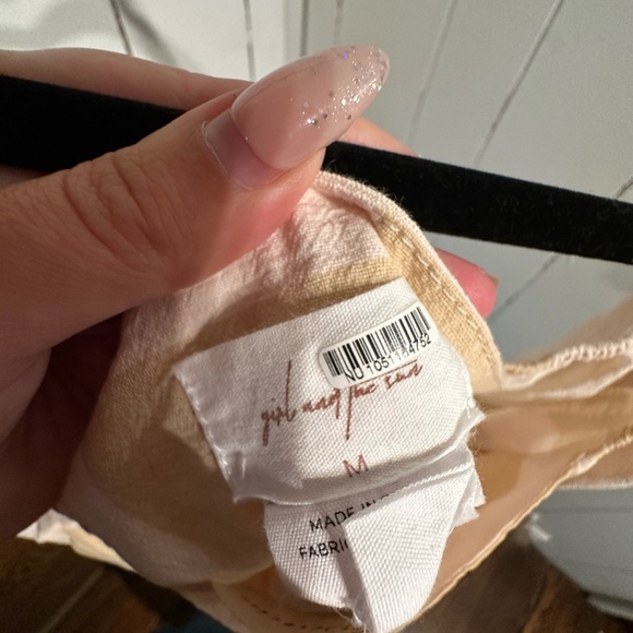 Anthropologie Beige and Tan Women's crop top puffer sleeve - Picture 4 of 5